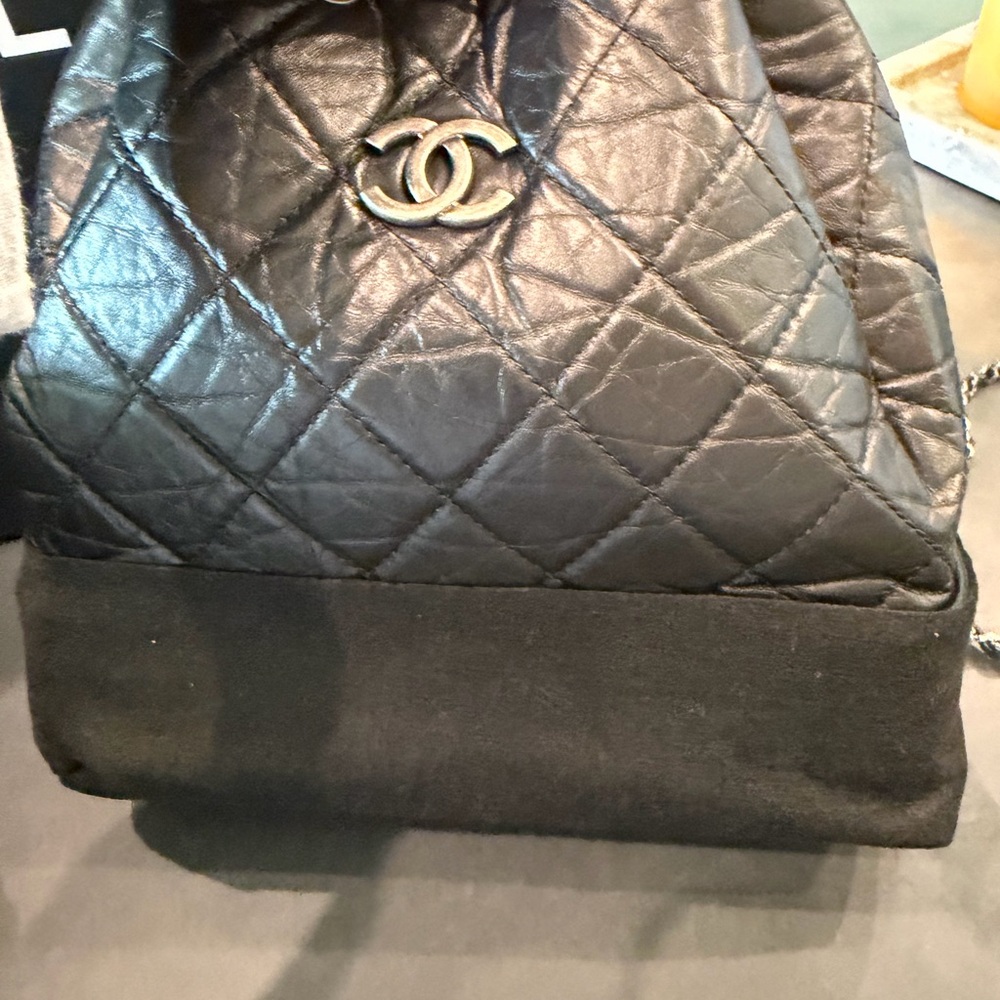 Chanel Black Quilted Drawstring backpack - image 4